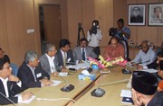 Governor Dr. Atiur Rahman along with other high officials of BB at the meeting with FBCCI delegates held recently